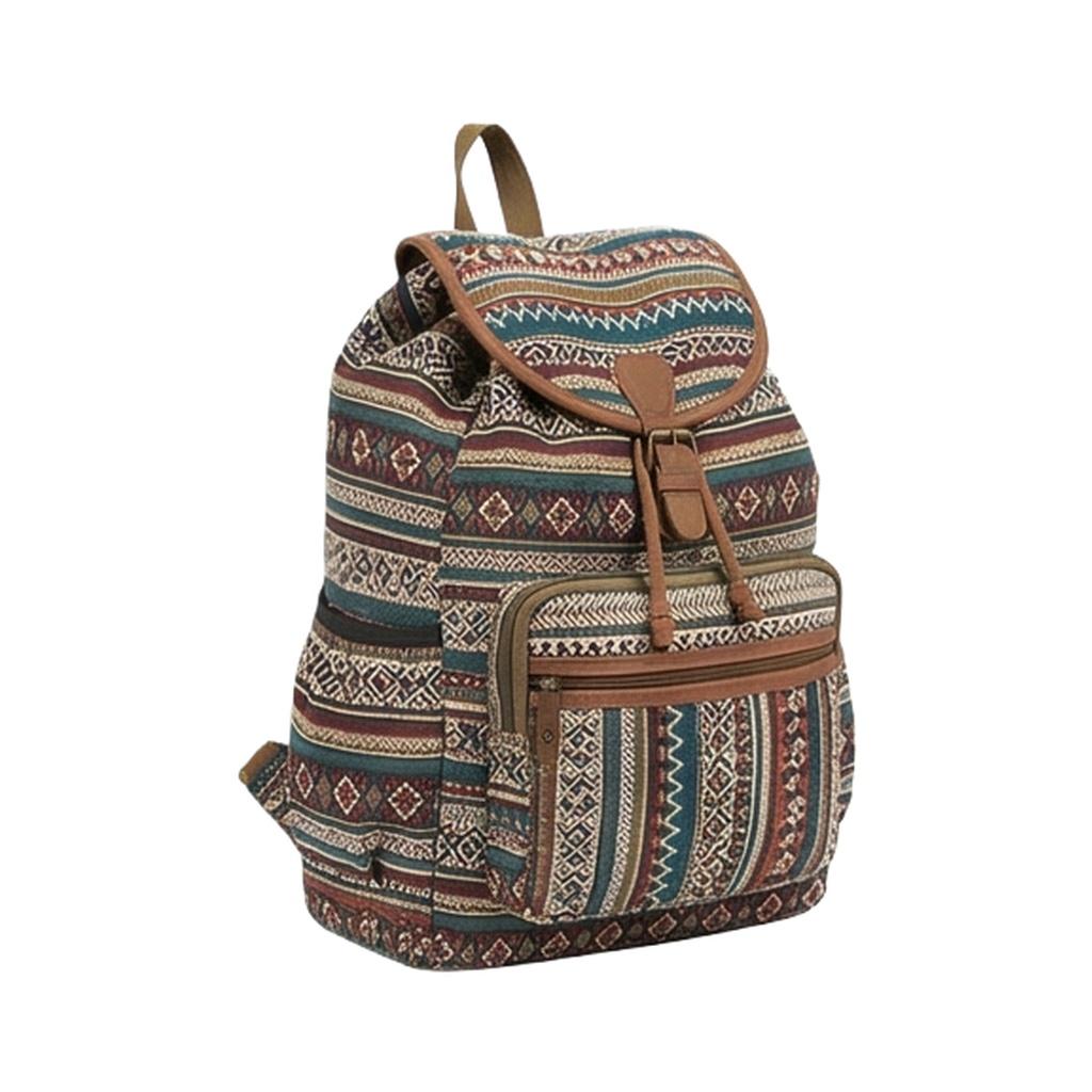 广诚OEM Ethnic Pattern Woven Canvas Backpack (Model BP-019) 工厂直供 MOQ 300pcs