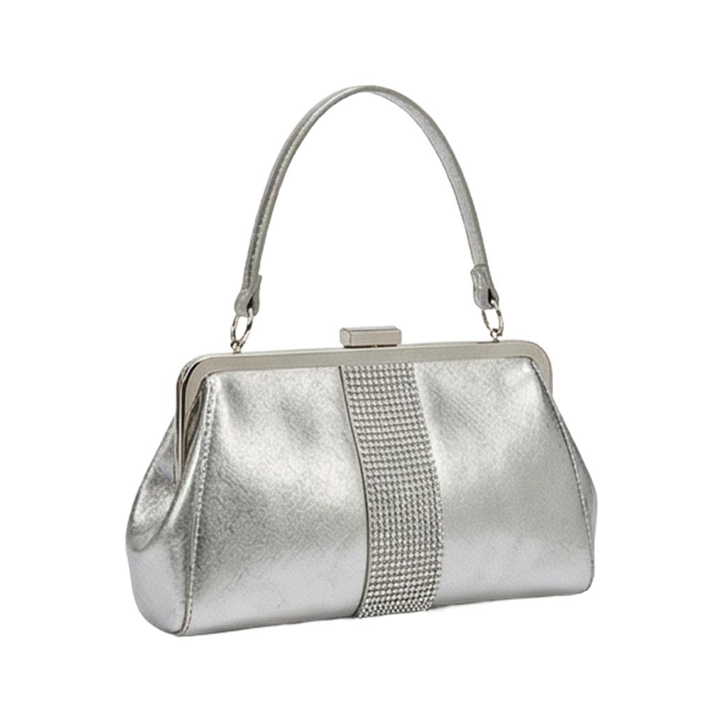广诚OEM Metallic PU Evening Handbag with Rhinestone Accent (Model HB-023) 工厂直供 MOQ 500pcs