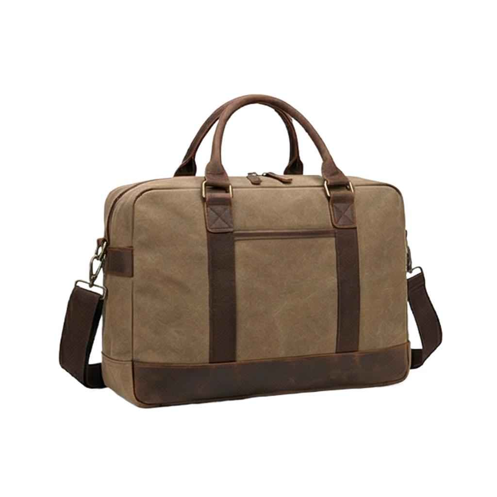 广诚OEM Vintage Water-Repellent Waxed Canvas Laptop Briefcase (LB-019) 工厂直供 MOQ 500pcs
